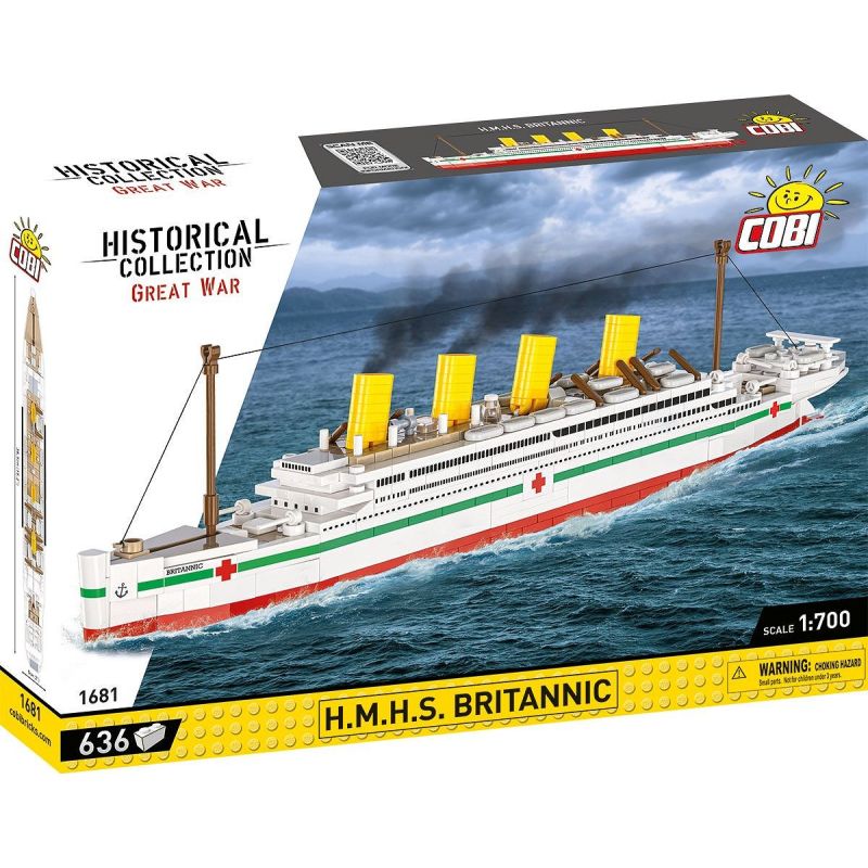 COBI Bauset-Box mit dem Schiff H.M.H.S. Britannic aus der Historischen Sammlung. COBI Bauset-Box mit dem Schiff H.M.H.S. Britannic aus der Historischen Sammlung.