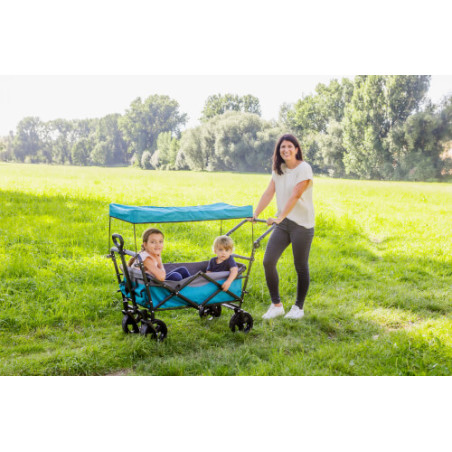 Outdoor active Bollerwagen   Petrol   mit Dach, faltbar