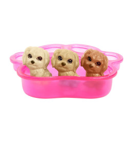Barbie Puppe (blond) mit Hund und Welpen