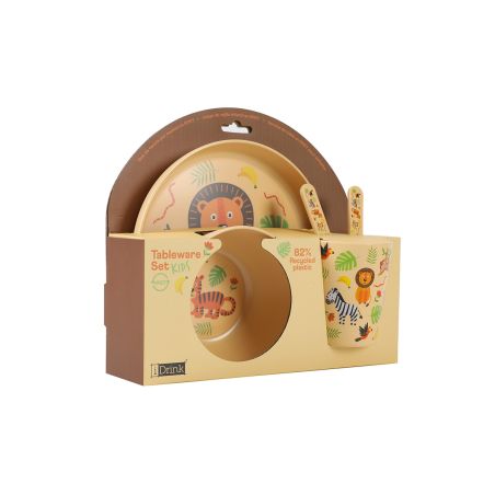 5-in-1 Set mit Glas, Schüssel, Teller, Löffel und
