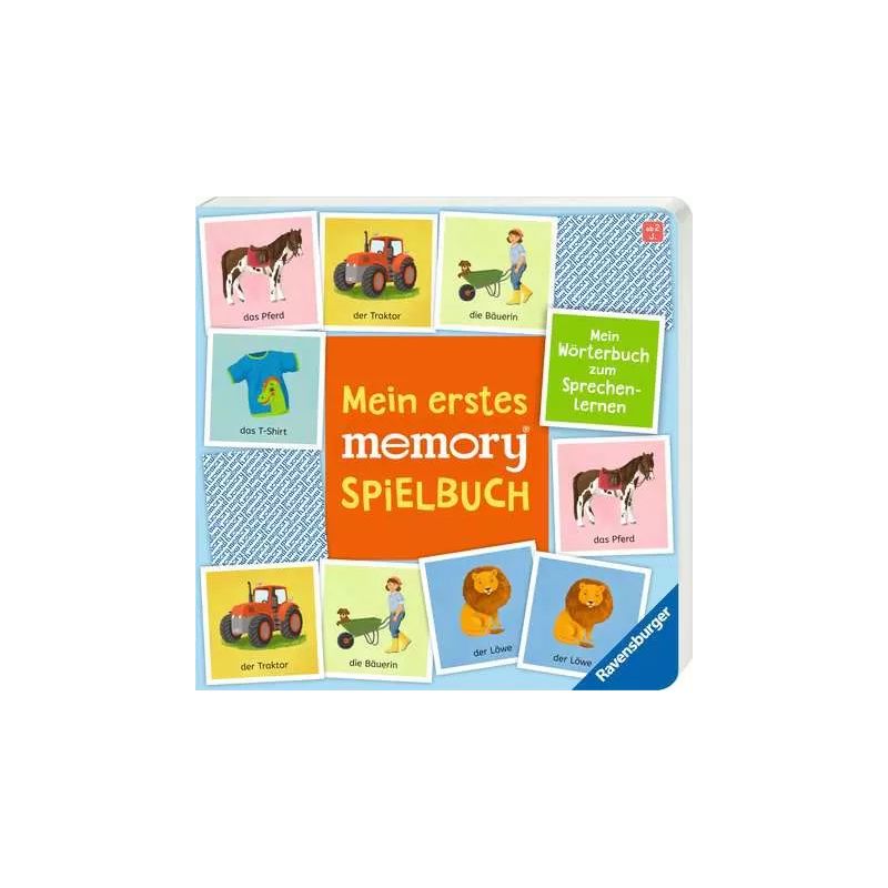 Mein erstes Memory-Spielbuch: Deutsches Kinderbuch mit Tier-, Menschen- und Objektillustrationen auf dem Cover.