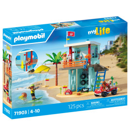 Playmobil Rettungsschwimmer-Station Set mit 125 Teilen, für Kinder von 4-10 Jahren, in bunter Verpackung.