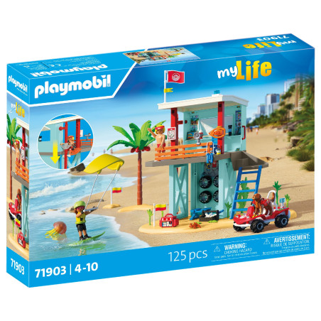 Playmobil Rettungsschwimmer-Station Set mit 125 Teilen, für Kinder von 4-10 Jahren, in bunter Verpackung.