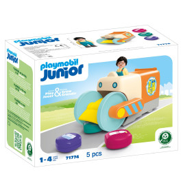 Playmobil Junior Set mit Straßenkehrmaschine und Figur, für Kinder von 1-4 Jahren, enthält 5 Teile.