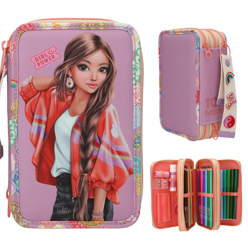 TOPModel 3 Fach Federtasche mit Anhänger