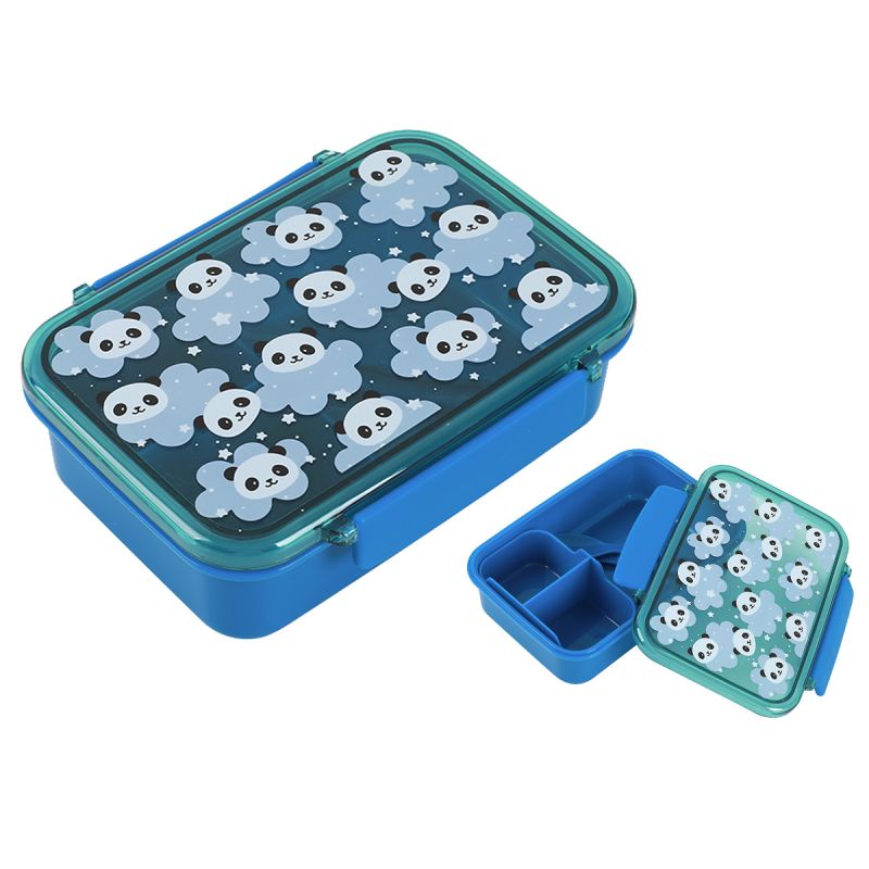 Lunchbox PANDA mit Trennwand, Gabel und Löffel