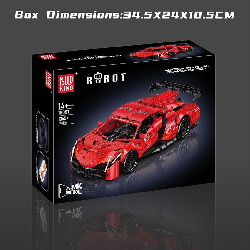 RUBOT-Bausatz für ein rotes Sportwagenmodell, Verpackungsmaße: 34,5 x 24 x 10,5 cm.