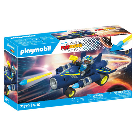 Playmobil FunStar Set 71719: Box mit blauem Raumfahrzeug, Astronaut, 31 Teile, für Kinder von 4 bis 10 Jahren.