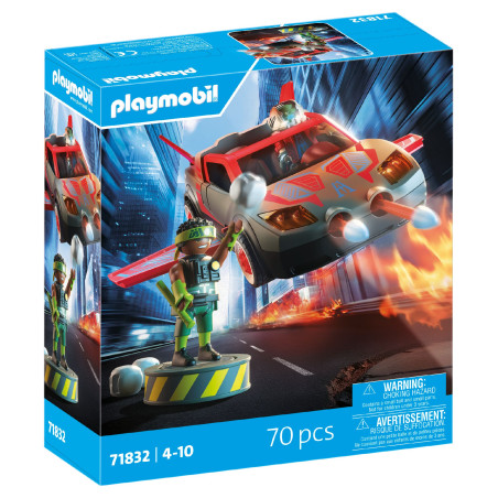 Playmobil-Set mit futuristischem Auto und zwei Figuren, für Kinder von 4-10 Jahren, 70 Teile.