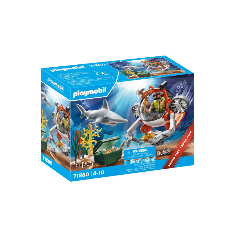 Playmobil Deep Sea Diver Set: mit Taucher, Hai, Unterwasserlandschaft, 51 Teile, geeignet für Kinder von 4-10 Jahren. Playmobil Deep Sea Diver Set: mit Taucher, Hai, Unterwasserlandschaft, 51 Teile, geeignet für Kinder von 4-10 Jahren.