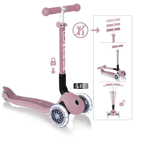 GLOBBER JUNIOR FOLDABLE LIGHTS ECO beere, mit Leuchtrollen