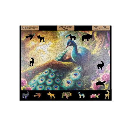 Holzpuzzle - Mystischer Pfau 505 Teile