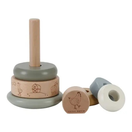 Holz-Stapelturm mit Ringen Little Farm