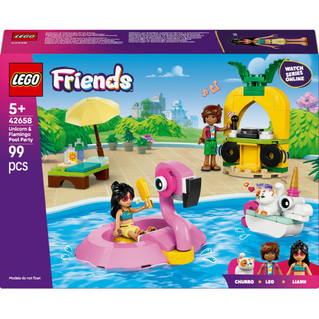 Friends Poolparty mit Einhorn und Flamingo