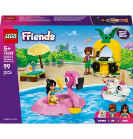 Friends Poolparty mit Einhorn und Flamingo