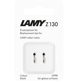 Lamy Z130 Ersatzspitzen für Lamy Safari Note+, zwei schwarze Spitzen in transparenter Verpackung.