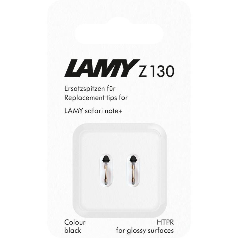 Lamy Z130 Ersatzspitzen für Lamy Safari Note+, zwei schwarze Spitzen in transparenter Verpackung.
