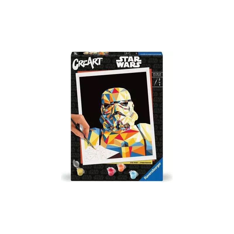 Star Wars Malen-nach-Zahlen-Set mit farbenfrohem, geometrischem Stormtrooper-Motiv auf der Vorderseite.