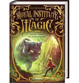 Buchcover: Ein Junge steht im Zauberwald einem großen schwarzen Panther gegenüber. Königliches Institut für Magie.