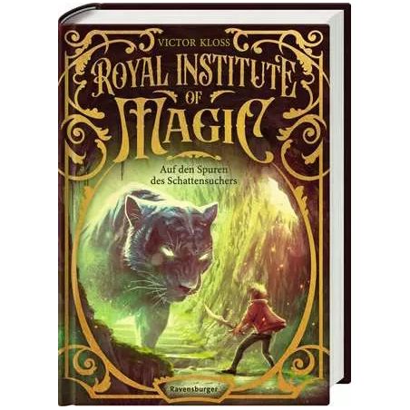 Buchcover: Ein Junge steht im Zauberwald einem großen schwarzen Panther gegenüber. Königliches Institut für Magie.