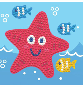 DIAMOND DOTZ® Original Diamond Painting   Happy Starfish   9,5 x 9,5 cm mit Bilderrahmen, Bastelset