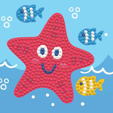 DIAMOND DOTZ® Original Diamond Painting   Happy Starfish   9,5 x 9,5 cm mit Bilderrahmen, Bastelset