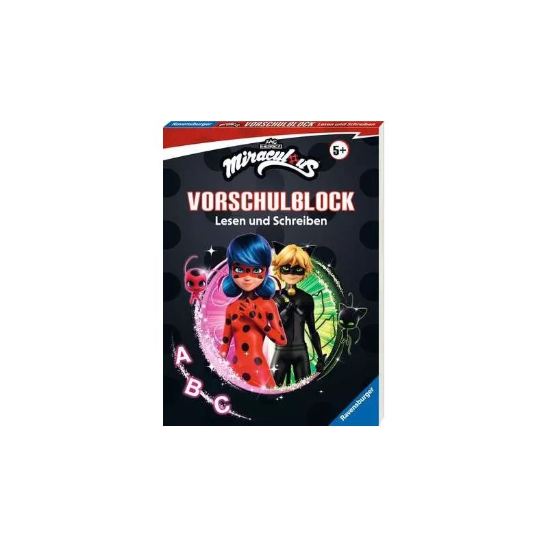 Ravensburger Miraculous Vorschulblock mit Ladybug & Cat Noir für spielerisches Lernen im Vorschulalter.