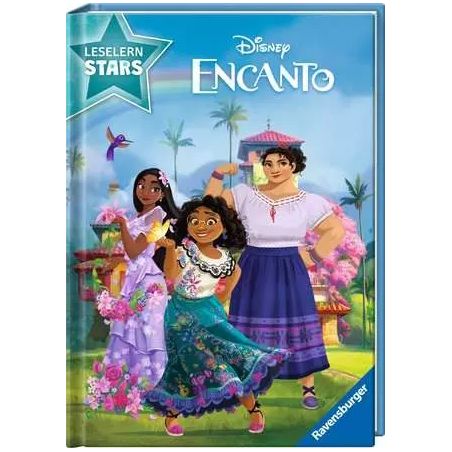 Drei animierte Frauen in bunten Kleidern stehen zusammen auf dem Cover eines Disney-Encanto-Buchs.
