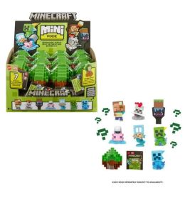Schachtel mit Minecraft Mini Mobs Spielfiguren und Zubehör in Blockform.