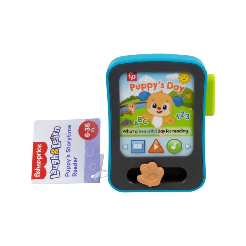 Fisher-Price Storytime Reader mit buntem Display und Funktionstasten. Fisher-Price Storytime Reader mit buntem Display und Funktionstasten.