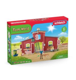 Schleich Farm World Spielset mit roter Scheune, Bauer, Tieren und Zubehör, geeignet ab 3 Jahren.