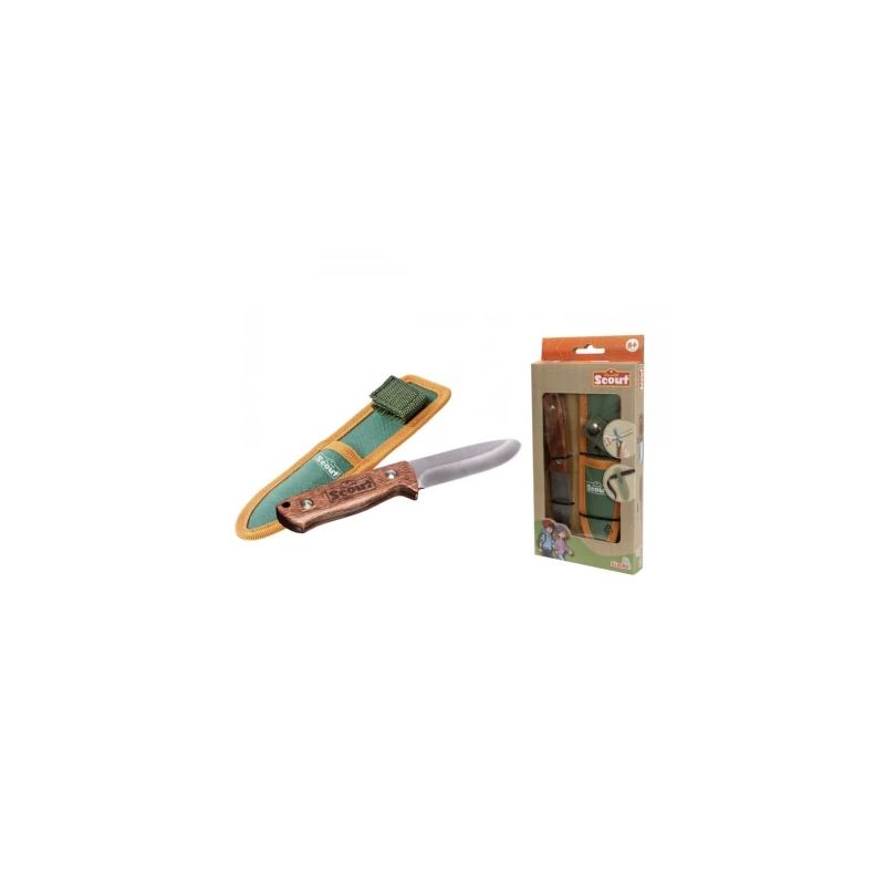 Outdoor-Messer für Kinder mit Scheide und Verpackung in Grün-Orange. Outdoor-Messer für Kinder mit Scheide und Verpackung in Grün-Orange.