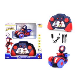 Ferngesteuertes Spidey-Auto-Set mit Controller, Ladegerät und Verpackung mit Spider-Man-Motiven.