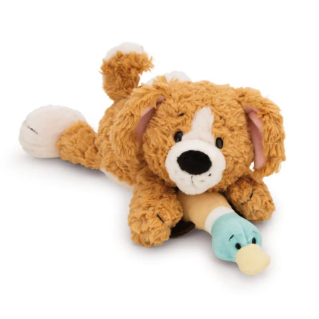 Kuscheltier Hund braun & Ente 30cm liege