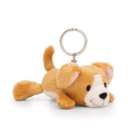 Schlüsselanhänger Hund braun 10cm liegen