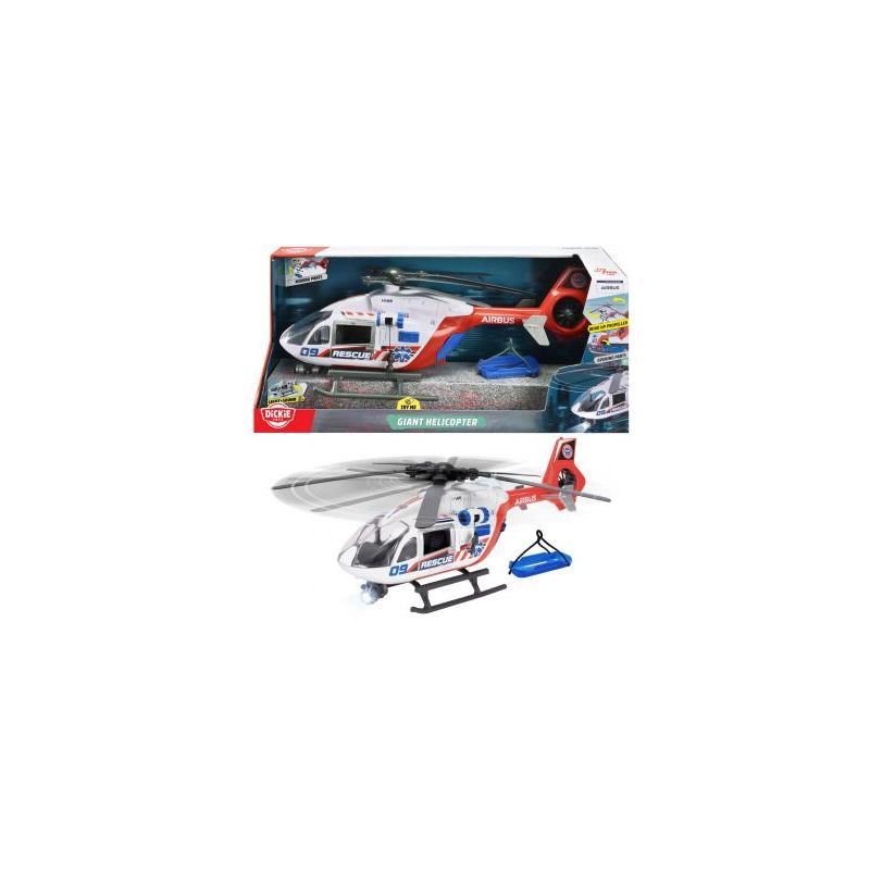 Spielzeug-Polizeihubschrauber in Weiß-Rot, mit Verpackung im Hintergrund. Spielzeug-Polizeihubschrauber in Weiß-Rot, mit Verpackung im Hintergrund.