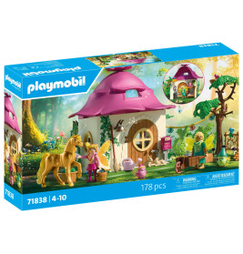 Playmobil Feenhaus-Set mit rosa Dach, Fee, Pferd und Waldszene, 178 Teile.