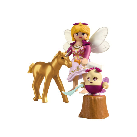 Goldenes Einhornfohlen mit Fee