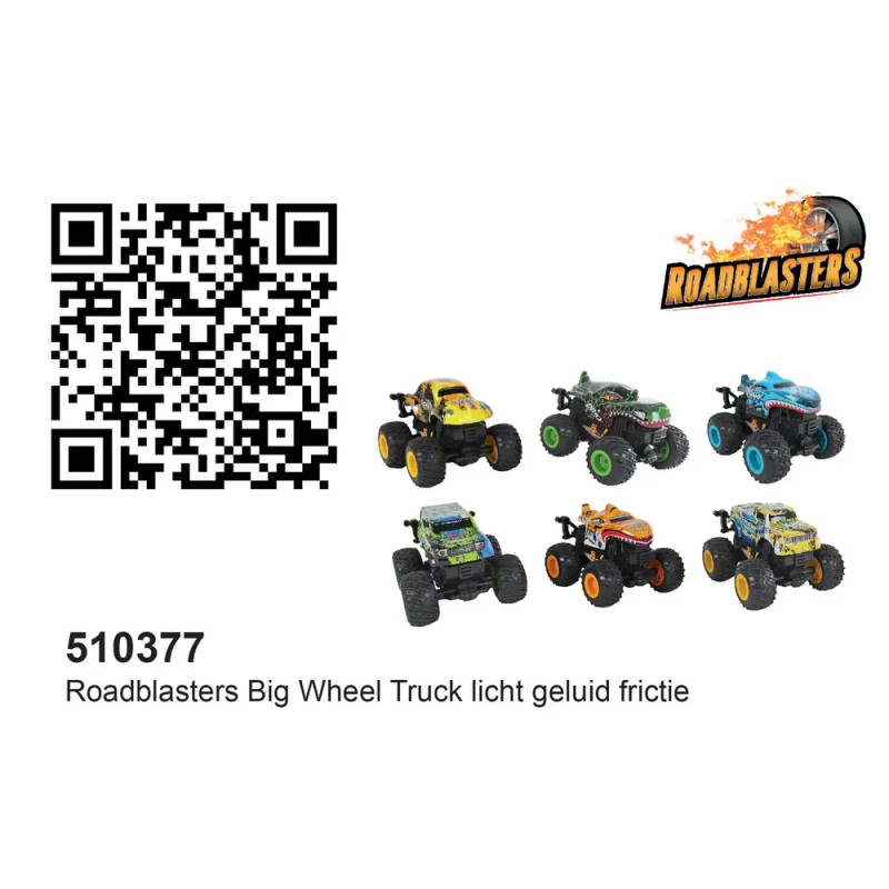 Roadblaster - Big Wheel Truck mit Funktion 12cm, 6-fach sortiert mit Licht,  Sound und Friktionsantr