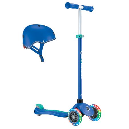Globber Primo Plus Lights inkl.Helm dunkelblau-türkis