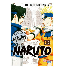 Cover von Naruto Manga Band 8 mit Sasuke und Naruto, die sich mit Kunais gegenüberstehen.