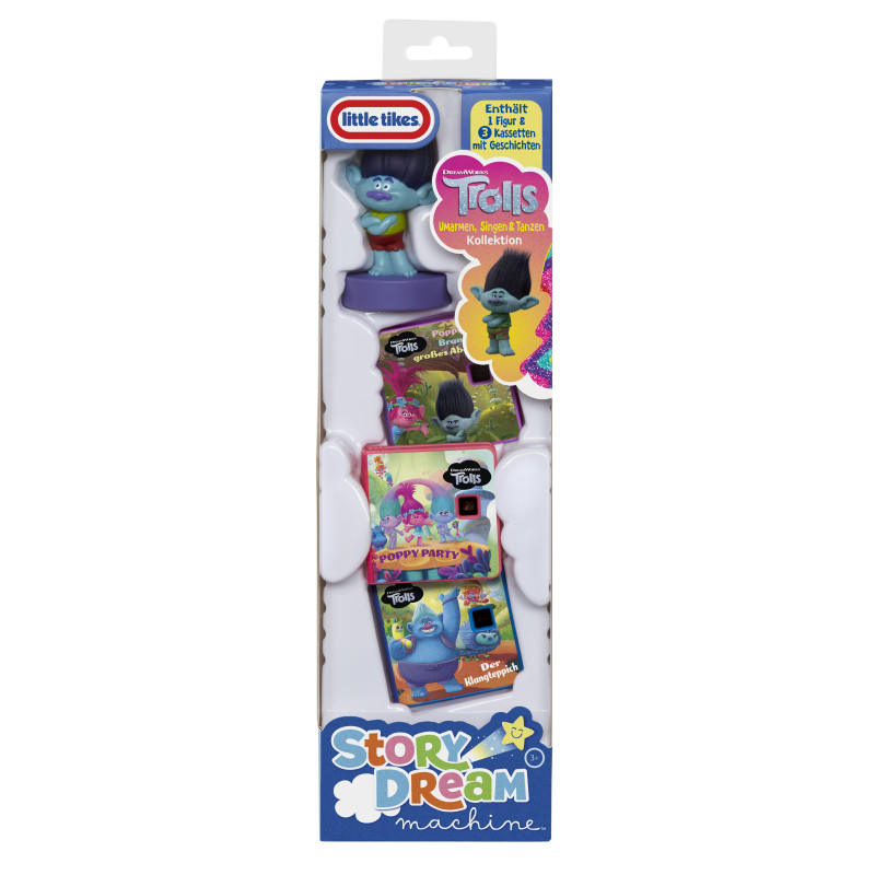 Trolls Story Dream Machine Spielset mit Spielfigur und Story-Karten in bunter Verpackung.
