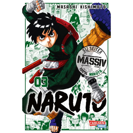 Titelbild von Naruto Band 3 mit Rock Lee in dynamischer Kampfpose.