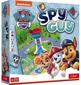 PAW Patrol Spy Guy Brettspiel mit Cartoon-Hunden, bunten Symbolen und Nickelodeon-Logo auf der Verpackung.