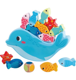 SpielMaus Holz Balance Spiel Delfin, 14 Teile