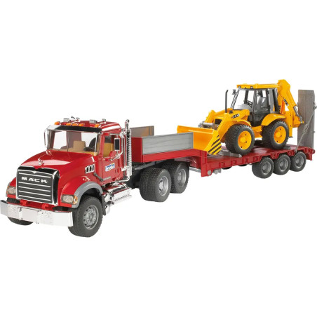 Bruder 02813 MACK Granite LKW , Tieflader und Bagger