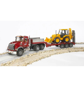 Bruder 02813 MACK Granite LKW , Tieflader und Bagger
