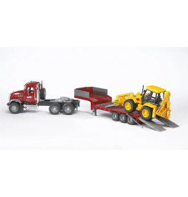 Bruder 02813 MACK Granite LKW , Tieflader und Bagger