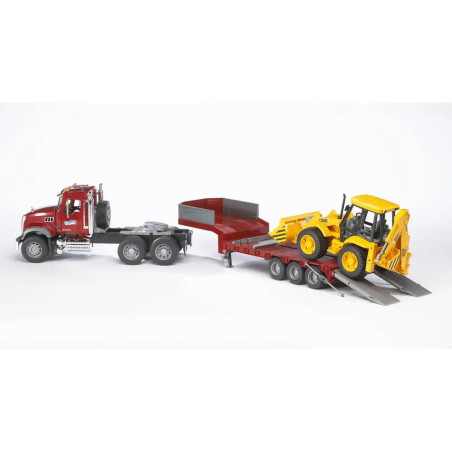 Bruder 02813 MACK Granite LKW , Tieflader und Bagger