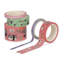 SET OF 5 PAPER STICKY TAPES - TAPE BY TAPE - KITTY